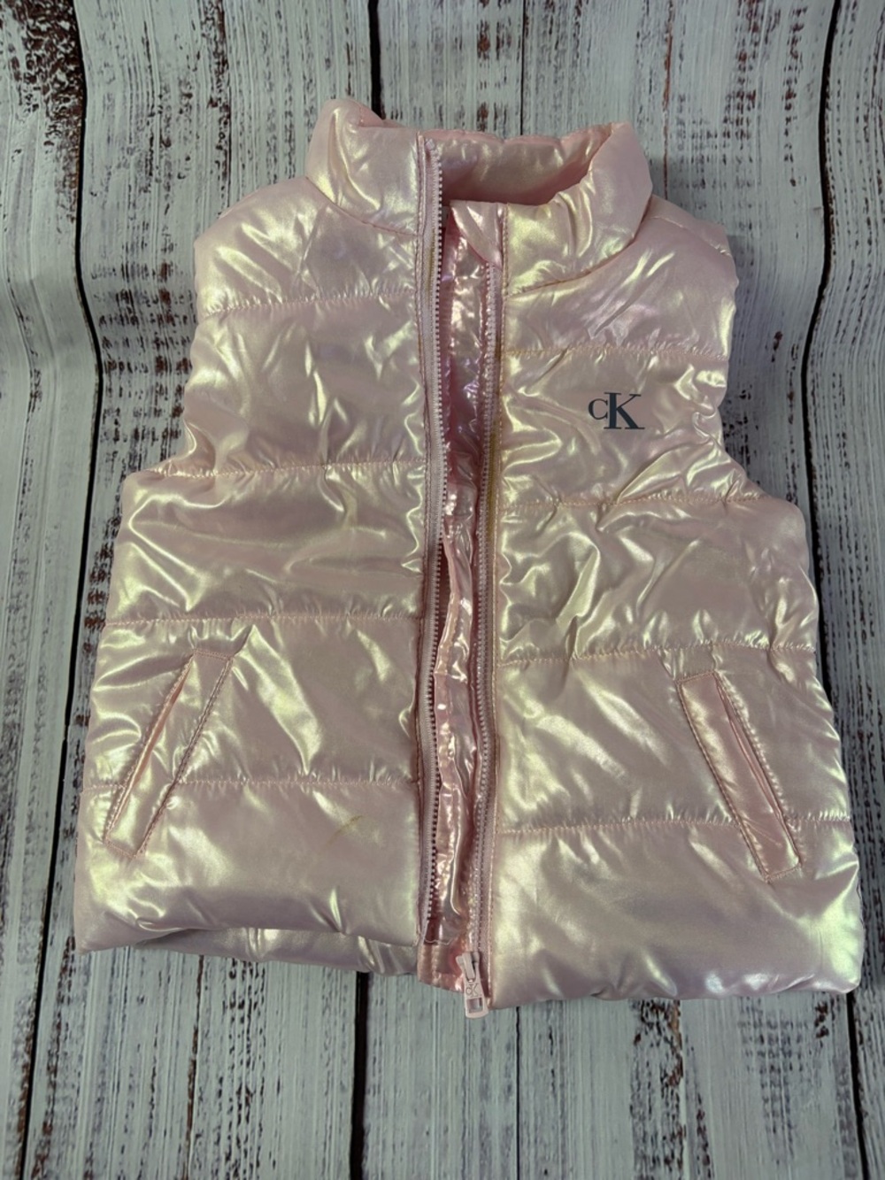 Calvin Klein Jeans Iridescent Baby Pink Puffer Vest
